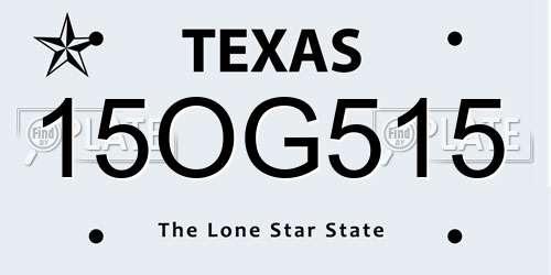 15OG515 Texas License Plate