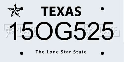 15OG525 Texas License Plate