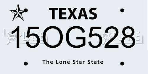 15OG528 Texas License Plate