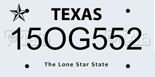 15OG552 Texas License Plate
