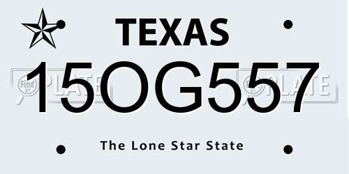 15OG557 Texas License Plate