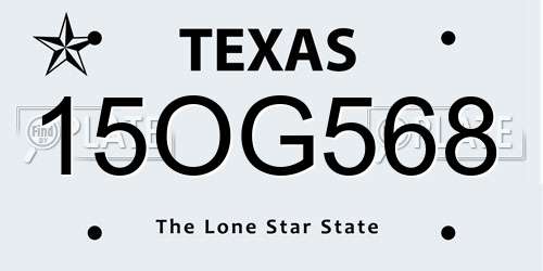 15OG568 Texas License Plate