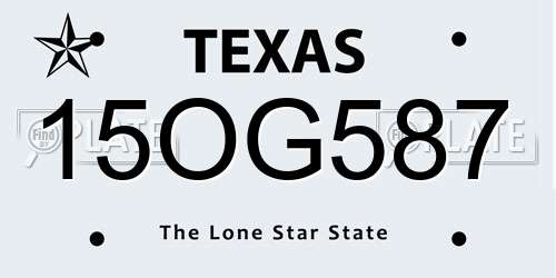 15OG587 Texas License Plate