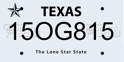 15OG815 Texas License Plate