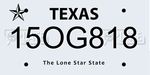 15OG818 Texas License Plate