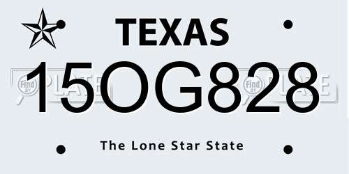 15OG828 Texas License Plate