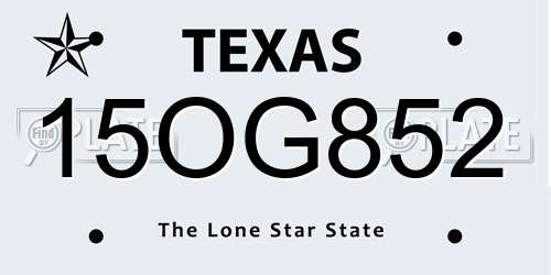 15OG852 Texas License Plate