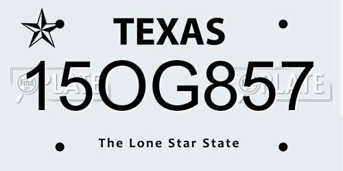 15OG857 Texas License Plate