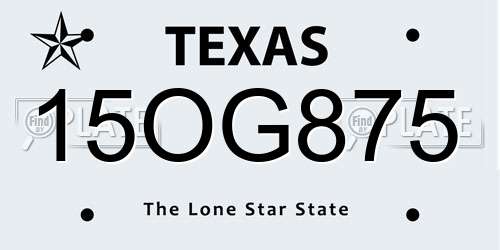 15OG875 Texas License Plate