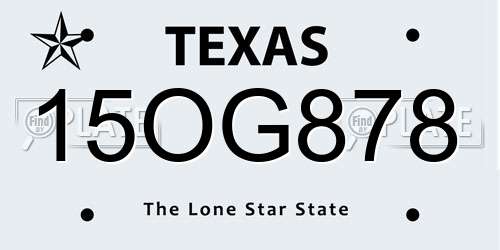 15OG878 Texas License Plate
