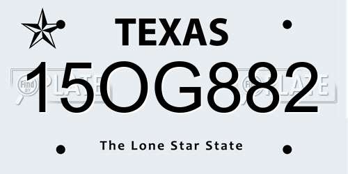 15OG882 Texas License Plate
