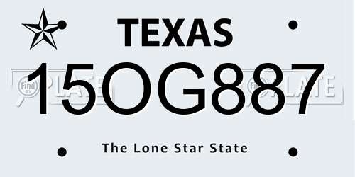 15OG887 Texas License Plate