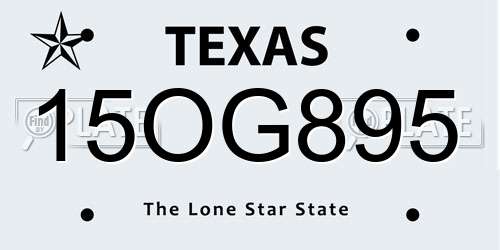 15OG895 Texas License Plate