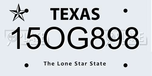 15OG898 Texas License Plate