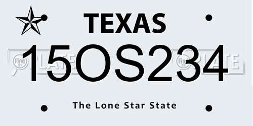 15OS234 Texas License Plate
