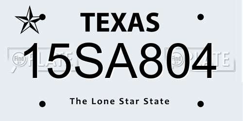 15SA804 Texas License Plate