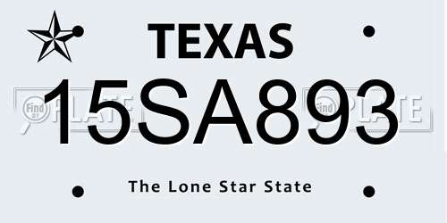 15SA893 Texas License Plate
