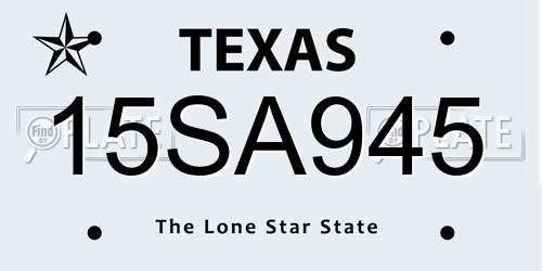 15SA945 Texas License Plate