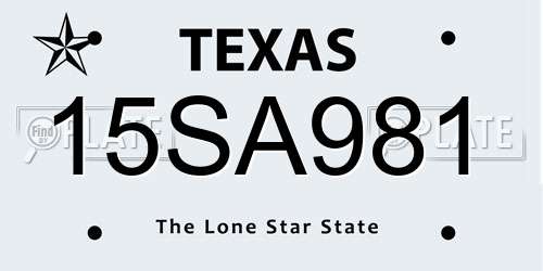 15SA981 Texas License Plate
