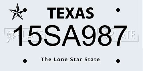 15SA987 Texas License Plate