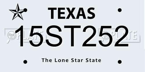 15ST252 Texas License Plate