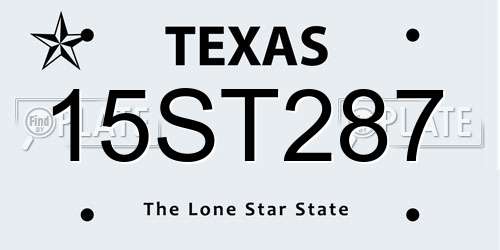 15ST287 Texas License Plate