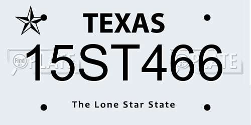15ST466 Texas License Plate