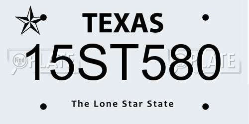 15ST580 Texas License Plate