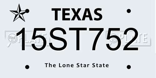 15ST752 Texas License Plate