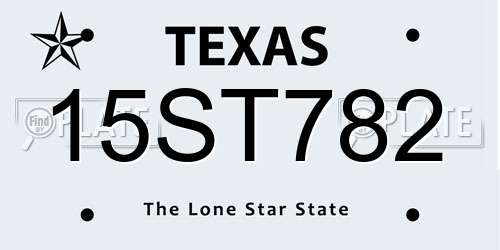 15ST782 Texas License Plate