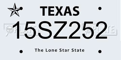 15SZ252 Texas License Plate