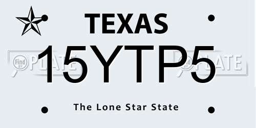 15YTP5 Texas License Plate