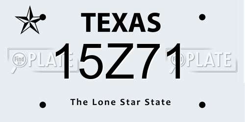 15Z71 Texas License Plate