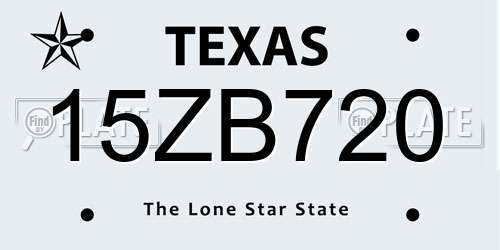 15ZB720 Texas License Plate