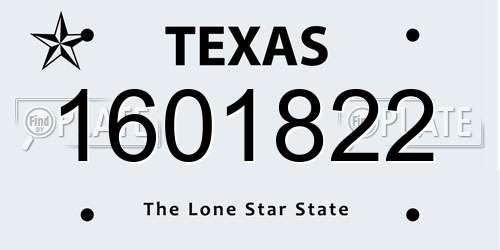 1601822 Texas License Plate