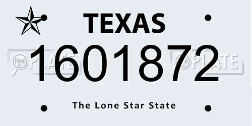 1601872 Texas License Plate