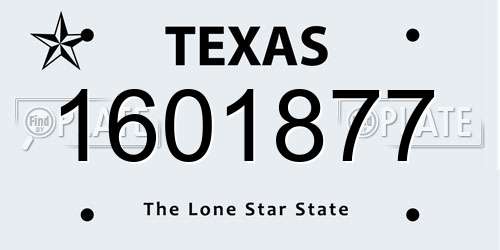 1601877 Texas License Plate