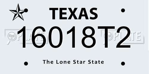 16018T2 Texas License Plate