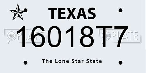 16018T7 Texas License Plate