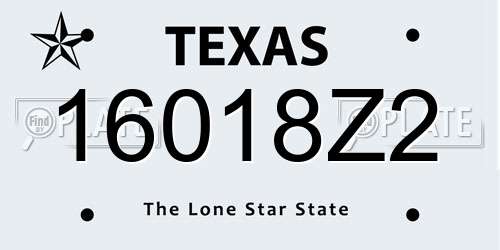 16018Z2 Texas License Plate