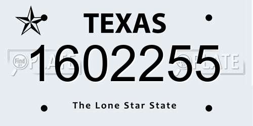 1602255 Texas License Plate