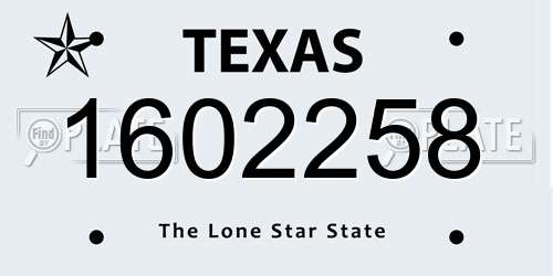 1602258 Texas License Plate