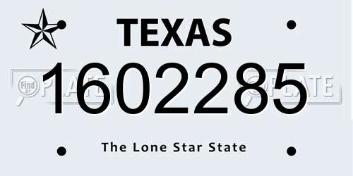 1602285 Texas License Plate