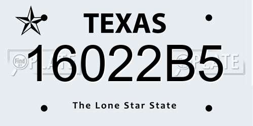16022B5 Texas License Plate