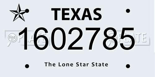 1602785 Texas License Plate