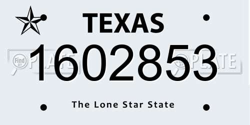 1602853 Texas License Plate