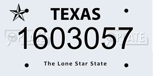 1603057 Texas License Plate