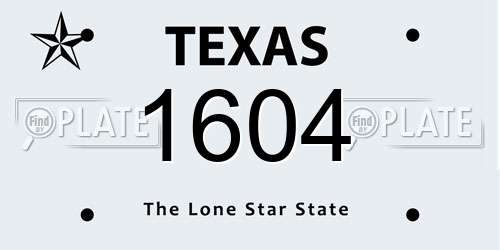 1604 Texas License Plate