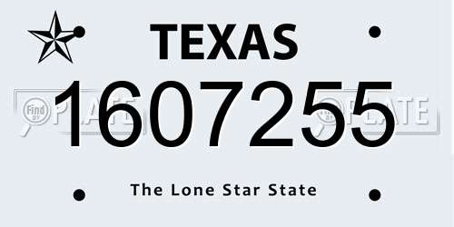 1607255 Texas License Plate