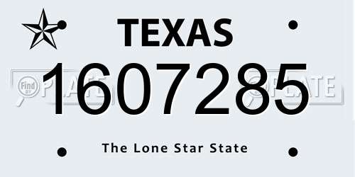 1607285 Texas License Plate